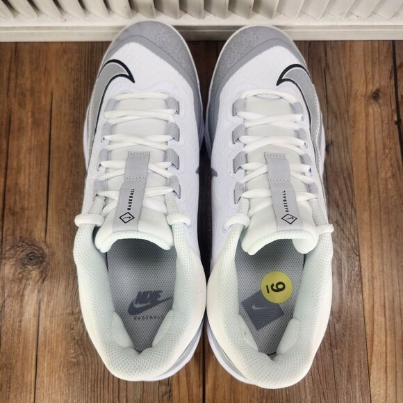 Nike Alpha Huarache Elite 4 Men's 9 Grey White Metal Baseball Cleats FD2745-104 - Picture 6 of 10